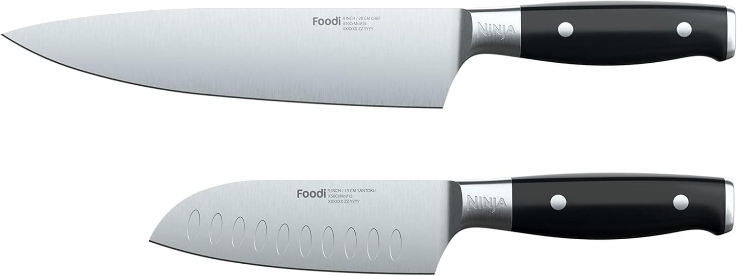 Ninja Foodi NeverDull System 2-Piece Chef Knife & Santoku Knife Set