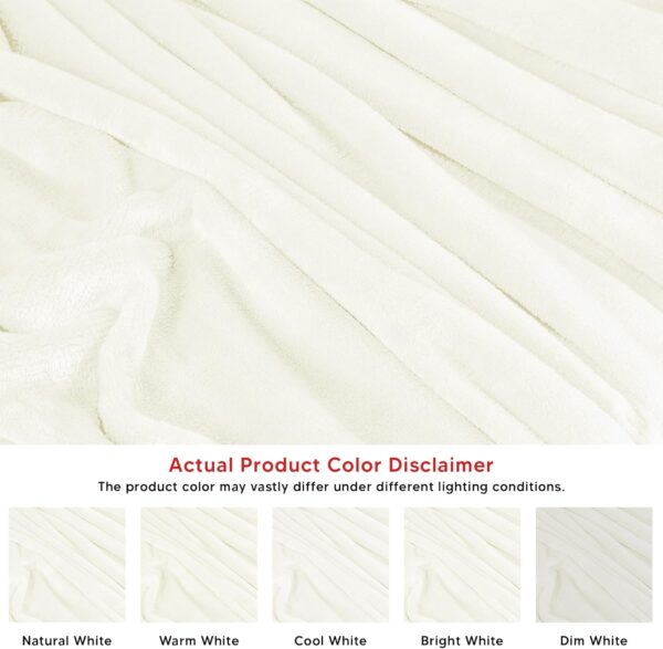 Utopia Bedding Ivory Fleece Blanket - Image 4