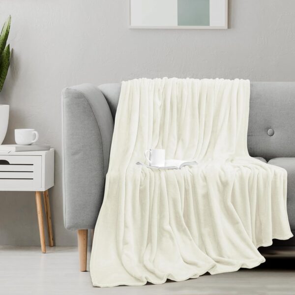 Utopia Bedding Ivory Fleece Blanket - Image 6