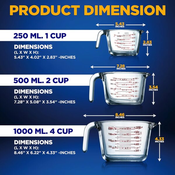 NutriChef 3 Pieces Measuring Cups - Image 2