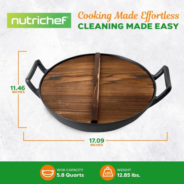 NutriChef Pre-Seasoned Cast Pan-5.8 QT - Image 3