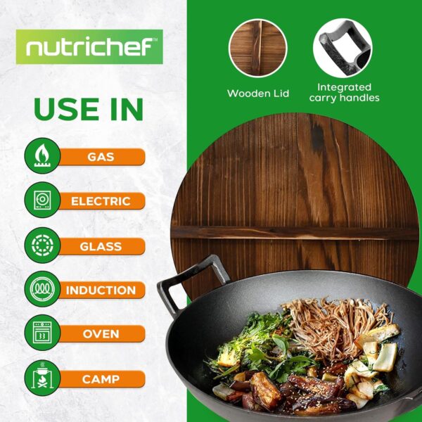 NutriChef Pre-Seasoned Cast Pan-5.8 QT - Image 2