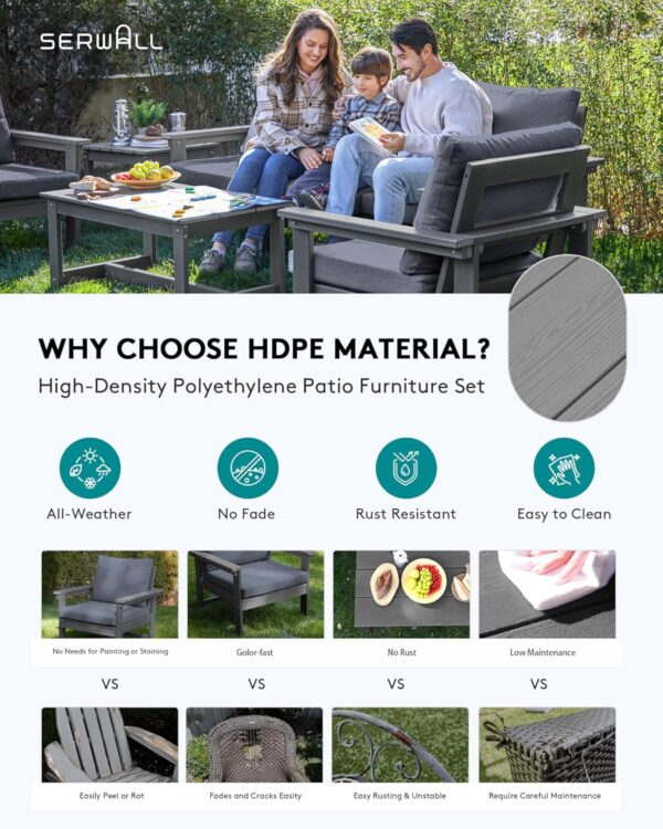 SERWALL HDPE Outdoor Patio Furniture Set - Image 3