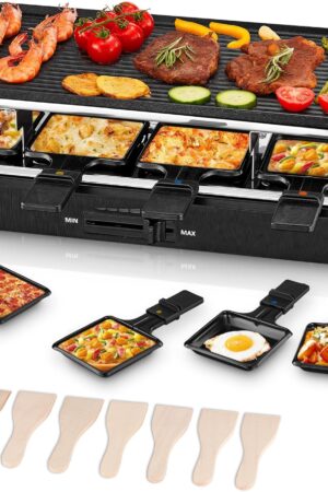 FOHERE Raclette Grill, 2 in 1 Raclette Table Grill