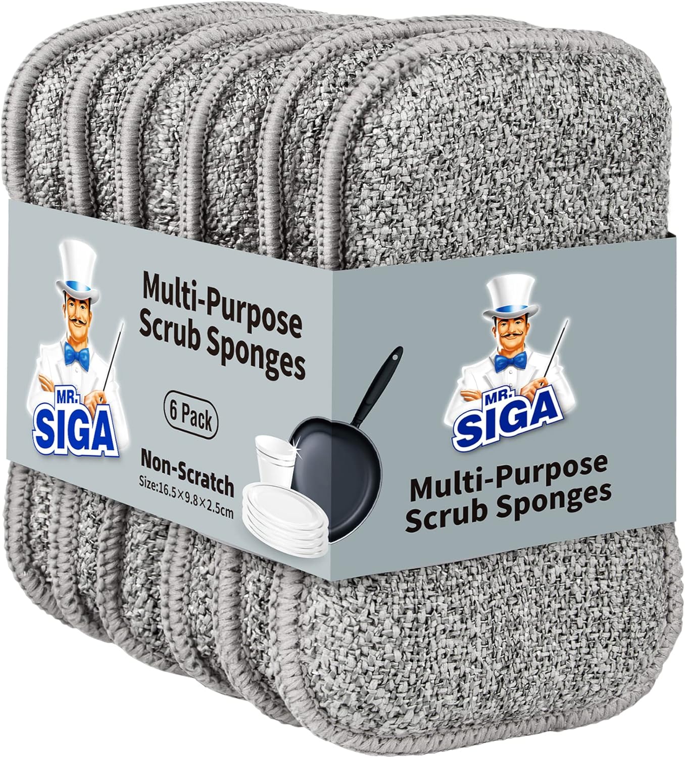 MR.SIGA Dual-Sided Scrub Sponges