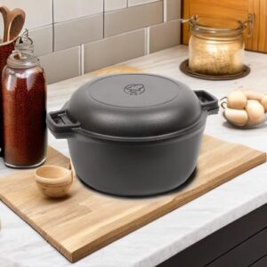 COMMERCIAL CHEF 5-Quart Cast Iron Dutch Oven with Skillet Lid - Image 2