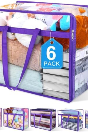6 Pack Clear Zippered Storage Bags