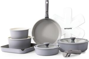SENSARTE 17 Piece Ceramic Pots and Pans Set,
