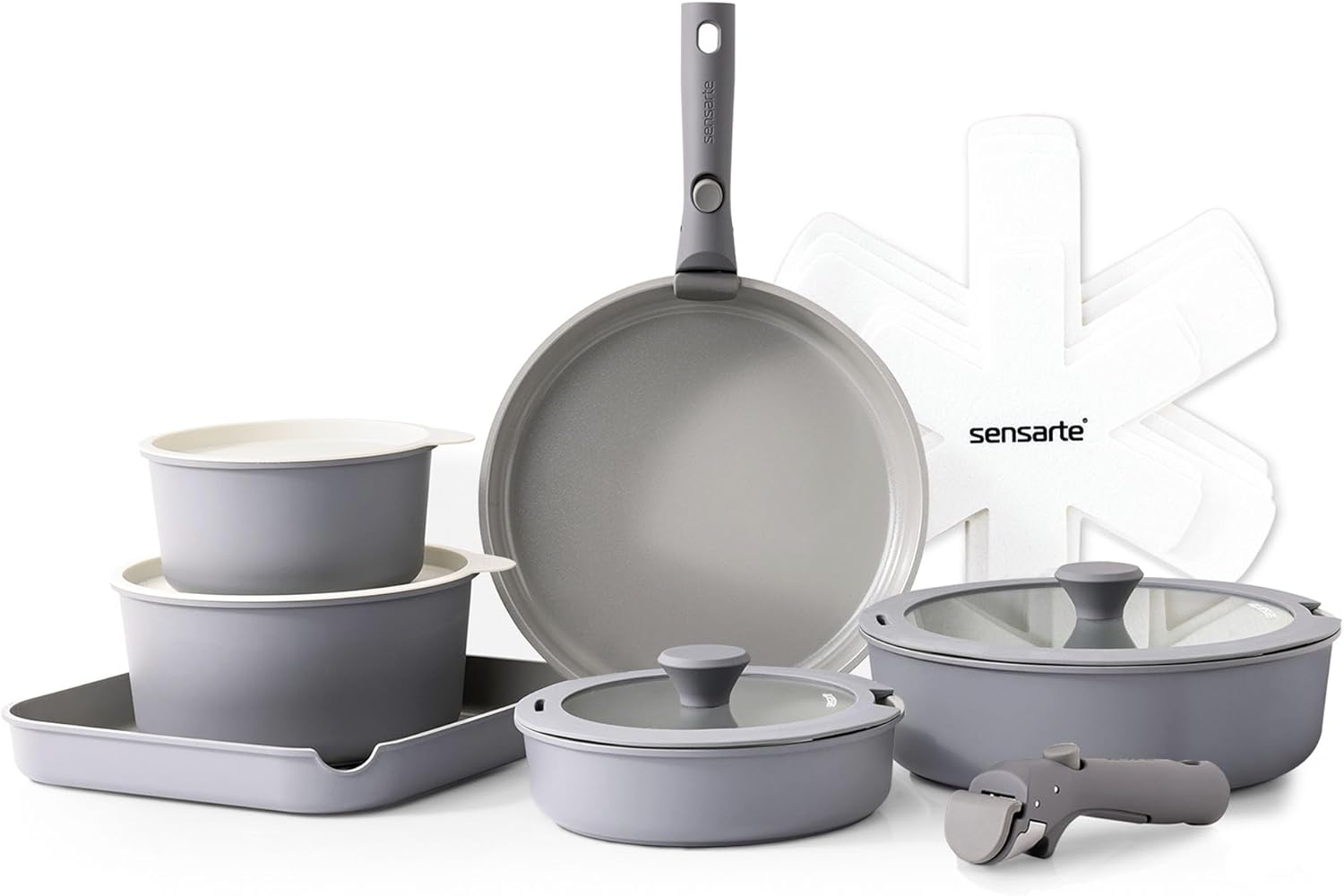 SENSARTE 17 Piece Ceramic Pots and Pans Set,