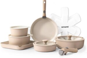 SENSARTE 17 Piece Ceramic Pots and Pans Set,
