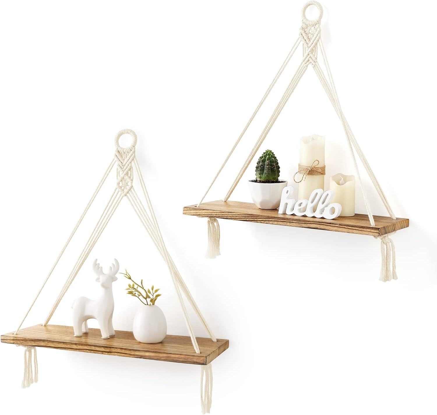 Mkono Macrame Hanging Shelves