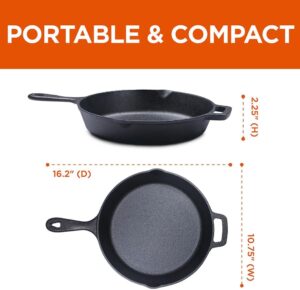 Commercial CHEF 10.25 Inch Preseasoned Cast Iron Skillet, Cast Iron Pan with Dual Pour Spouts - Image 2