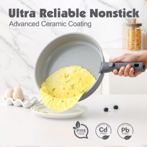 SENSARTE 17 Piece Ceramic Pots and Pans Set, - Image 3
