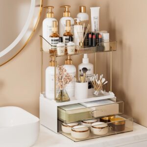 4-Tier 2-Drawer Bathroom Organizer Counter Organizer,