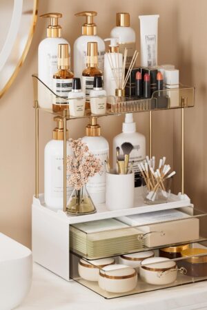 4-Tier 2-Drawer Bathroom Organizer Counter Organizer,