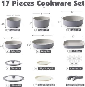 SENSARTE 17 Piece Ceramic Pots and Pans Set, - Image 2