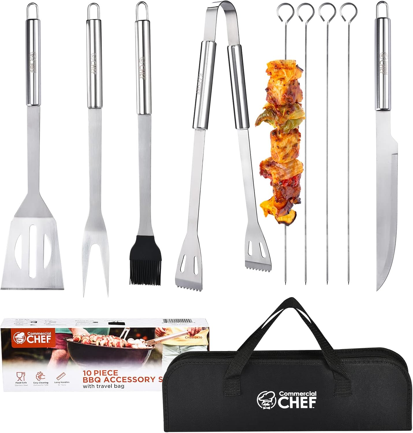 Commercial Chef 10PC BBQ Grill Tool Set