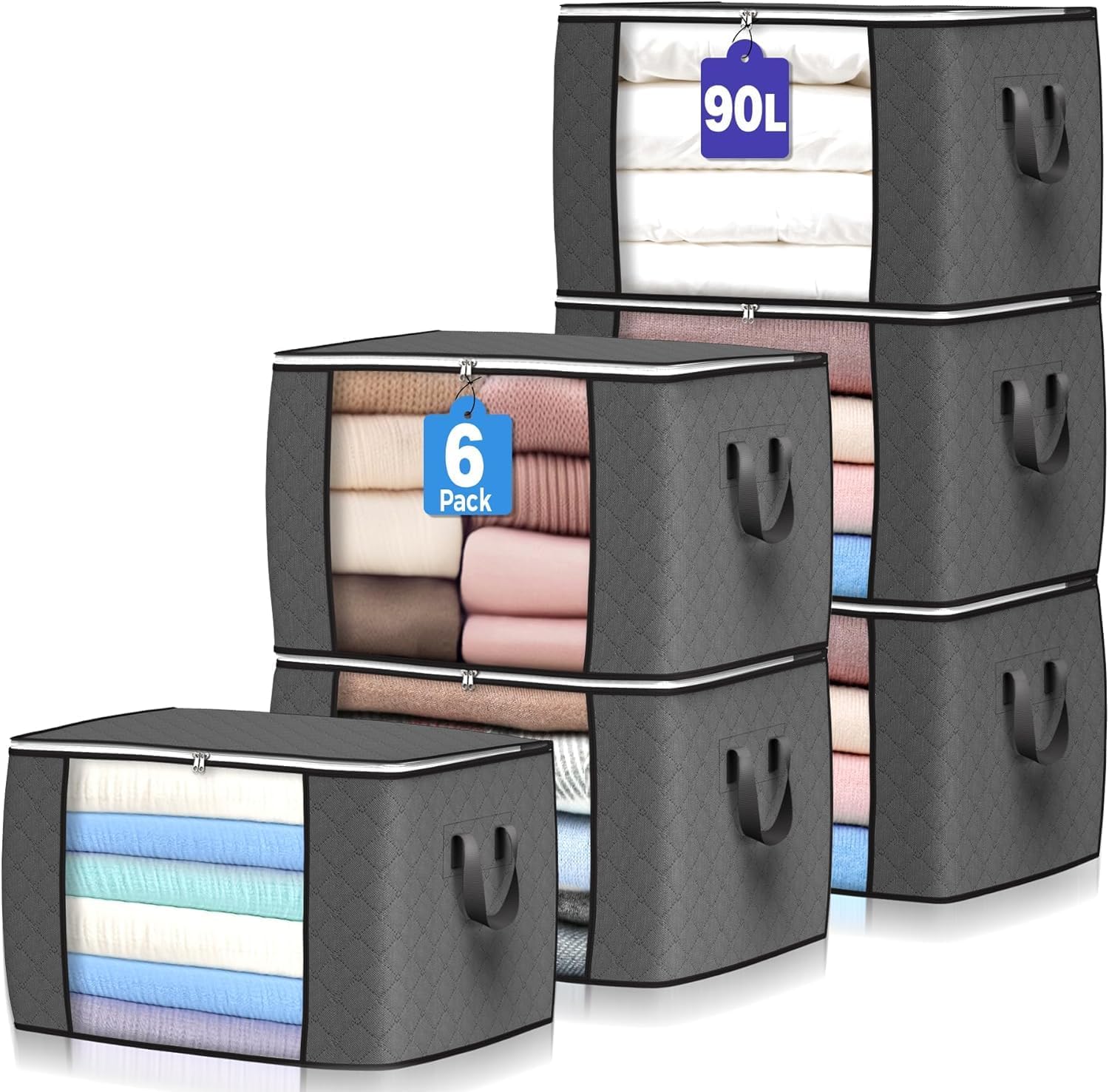 6 Pack Clothes Storage Bins