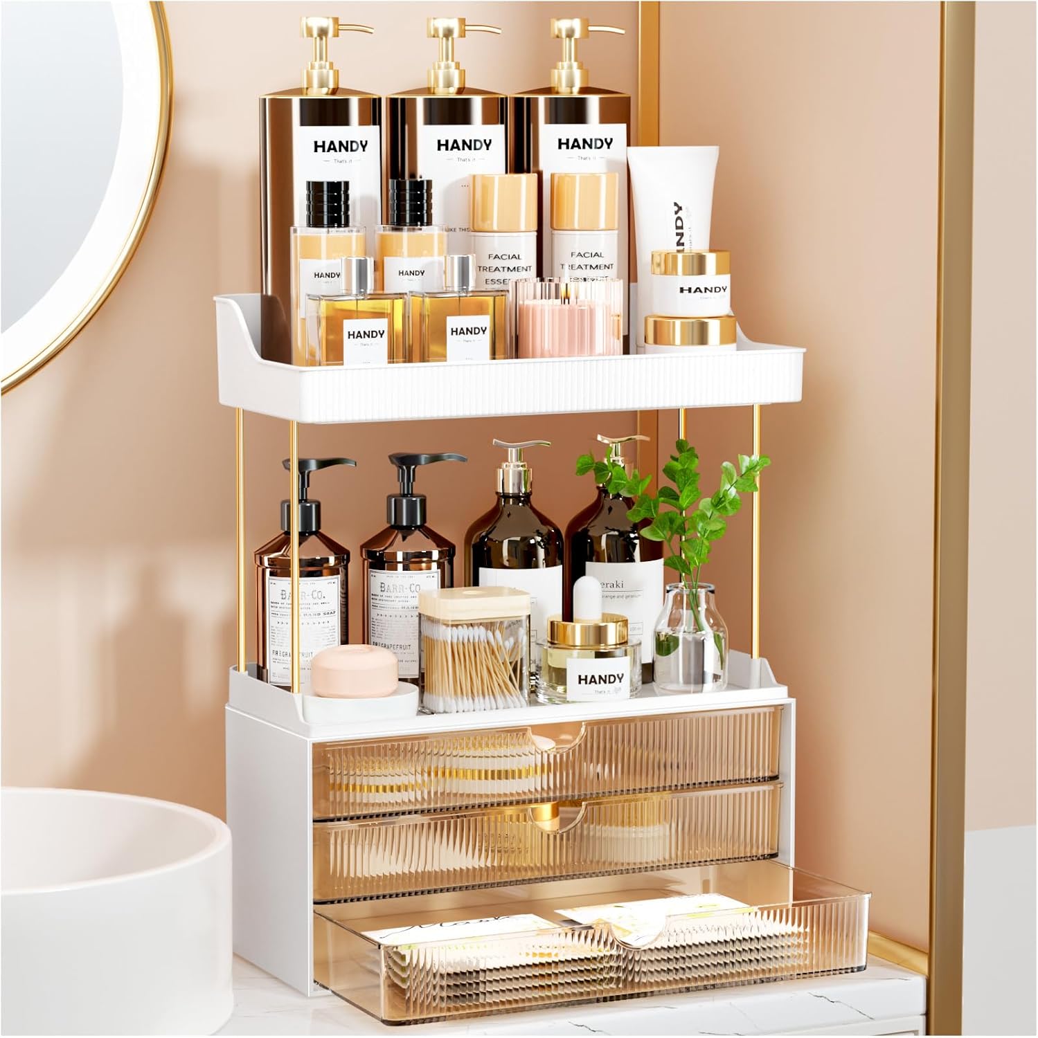 3 Drawers 2 Tier Makeup Organizer –