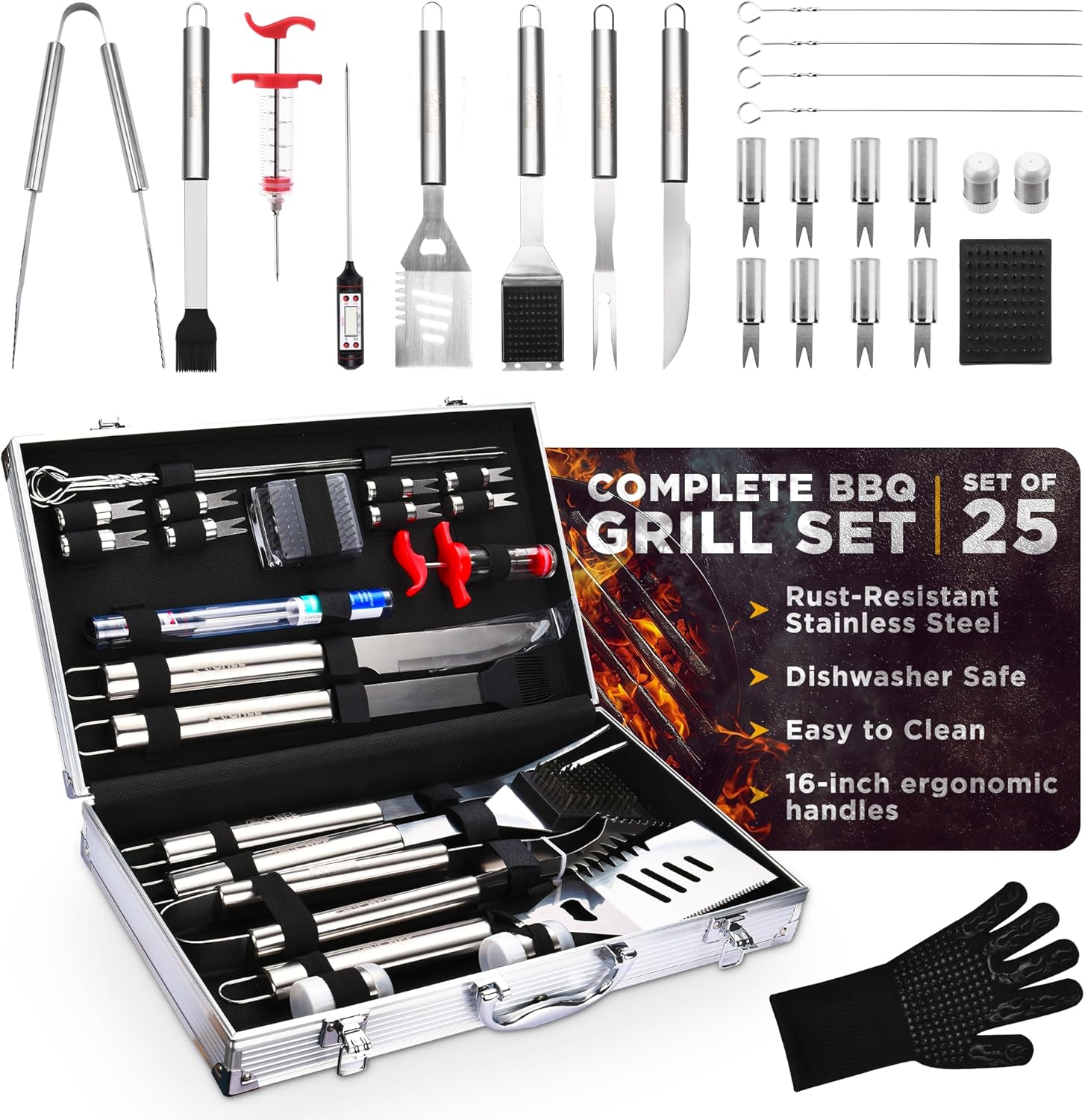 Commercial Chef 25 PC BBQ Grill Accessory Set