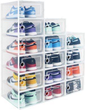 Hrrsaki Stackable Clear Shoe Storage Boxes -