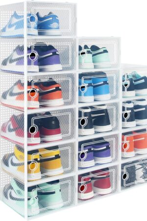 Hrrsaki Stackable Clear Shoe Storage Boxes -