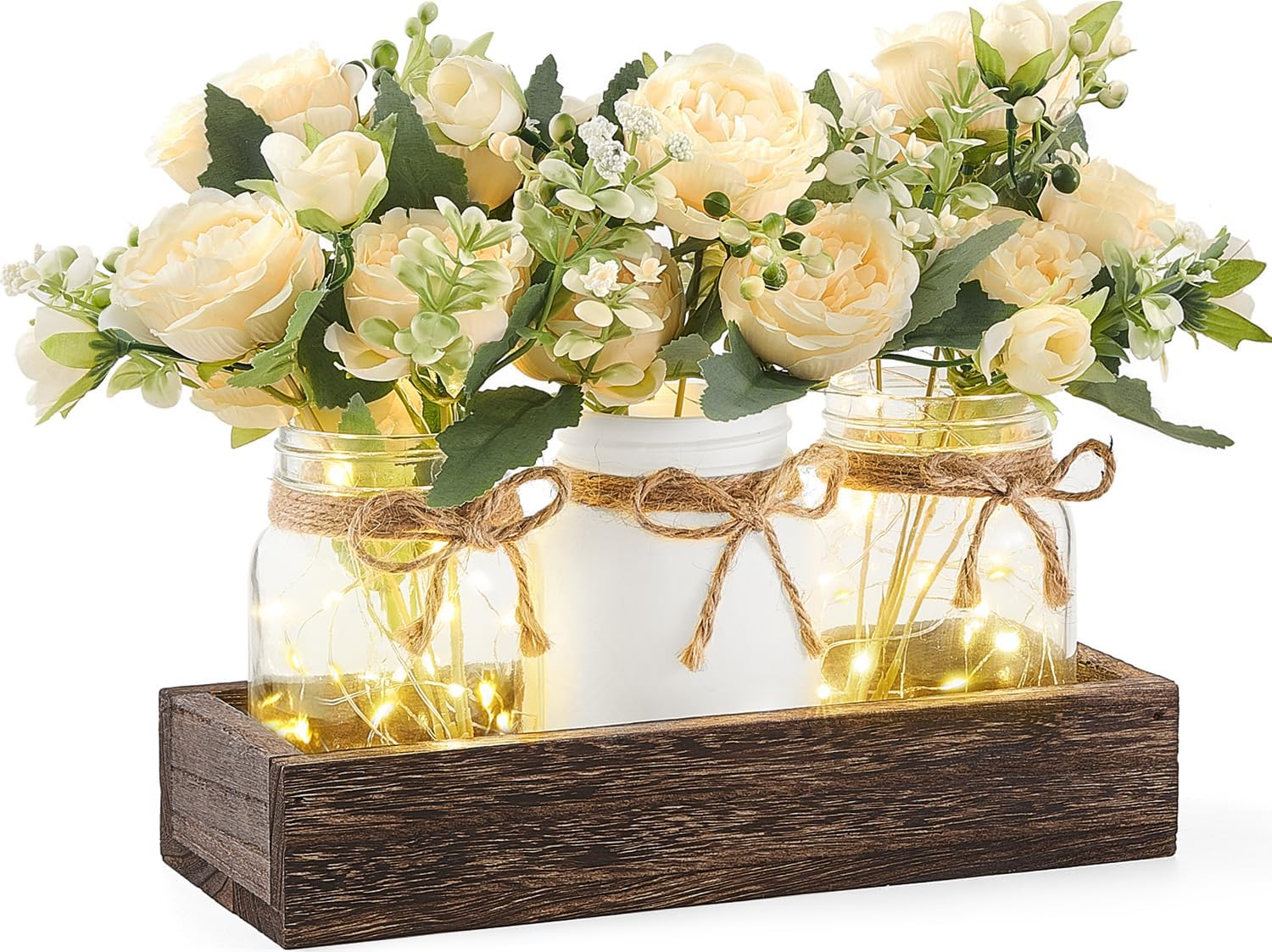 Mkono Mason Jar Lights Centerpiece Table Decor