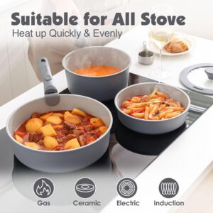 SENSARTE 17 Piece Ceramic Pots and Pans Set, - Image 5