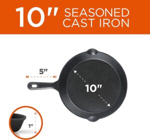 Commercial CHEF 3-Piece Cast Iron Skillet Set – 8 inch, 10 inch, and 12 inch - Pre-seasoned Cast Iron Cookware - Image 5