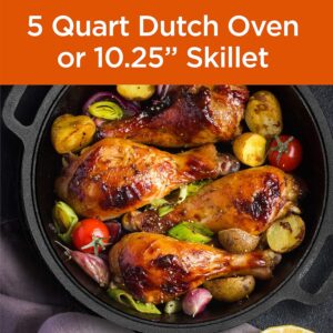 COMMERCIAL CHEF 5-Quart Cast Iron Dutch Oven with Skillet Lid - Image 8