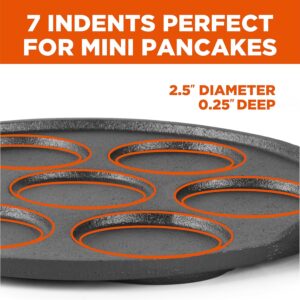 Commercial CHEF Cast Iron Pancake Pan, Silver Dollar Pancake Griddle, Easy to Clean & Heats Evenly, Makes 7 Mini Silver Dollar Pancakes - Image 5