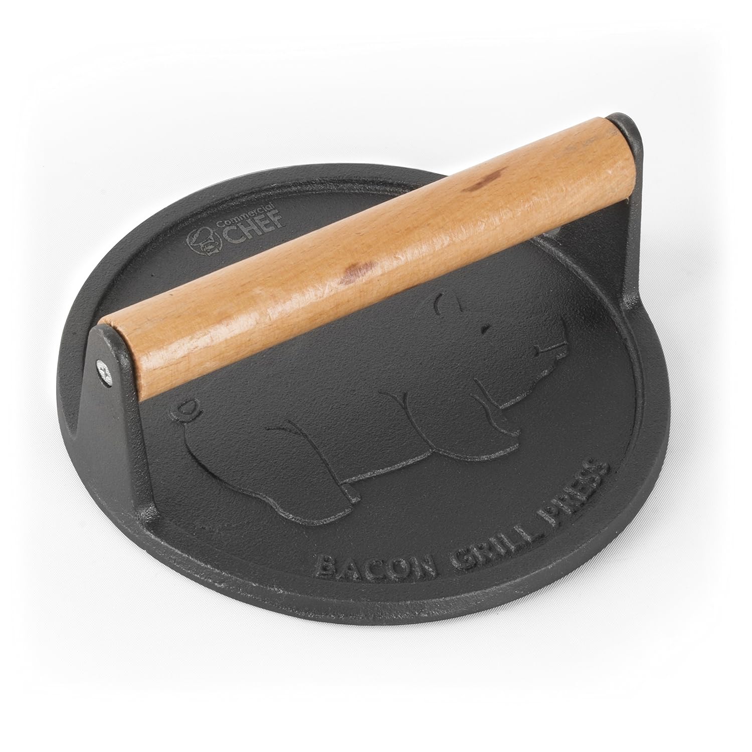 Commercial CHEF Pre-Seasoned Cast Iron Press with Easy Grip Wooden Handle