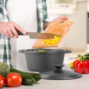 COMMERCIAL CHEF 3.4 Quart Cast Iron Dutch Oven with Dome Lid and Handles - Image 4